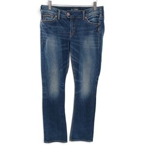 Silver Jeans Tuesday Straight Leg Womens 29x30 Blue Super Stretch Low Rise Faded